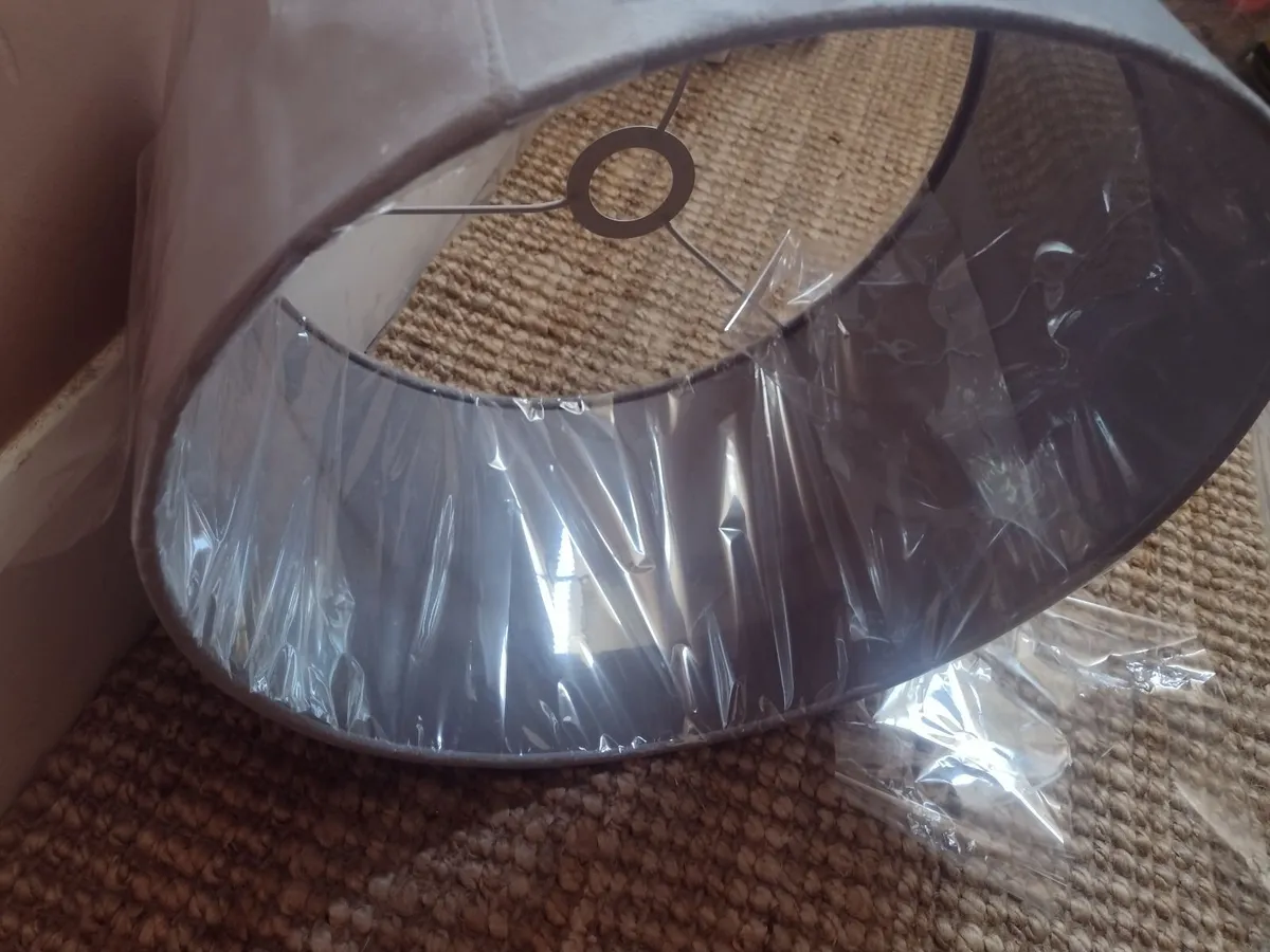 Heavy brand new grey velvet lampshade base 40cm - Image 3
