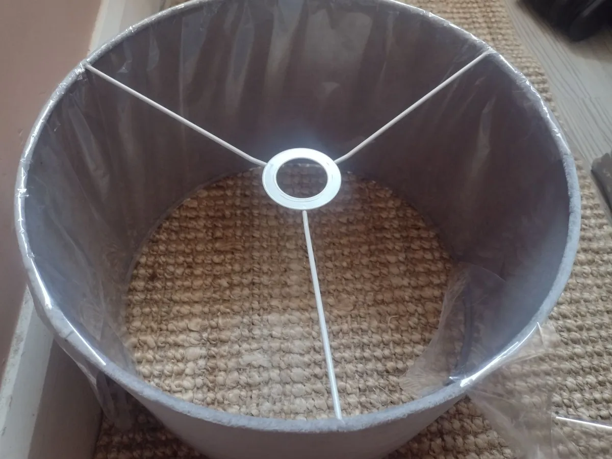 Heavy brand new grey velvet lampshade base 40cm - Image 2