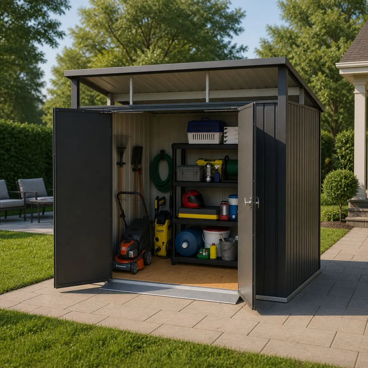 8x6 Palladium Steel Garden Shed – Modern Styling - Image 1
