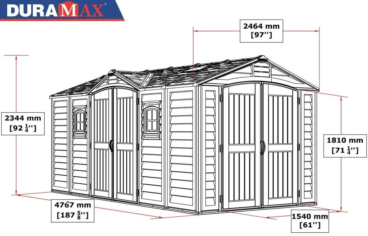 🏡 15x8 DURAMAX APEX PRO PLUS VINYL GARDEN SHEDS - Image 3