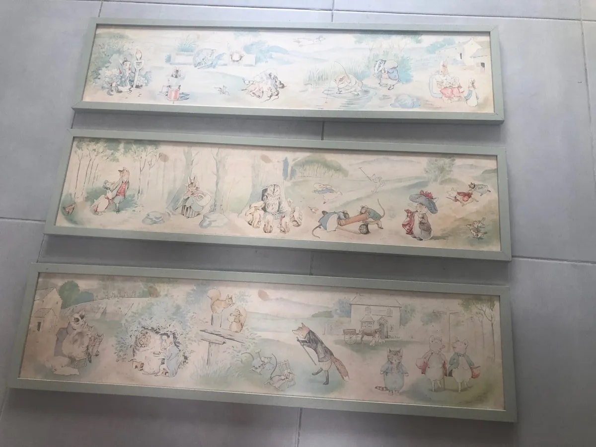 Large Peter Rabbit set of prints, framed - Image 1