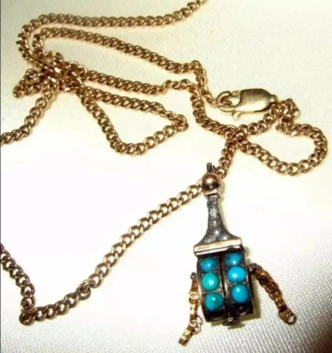 Vintage 9ct Tibetan Prayer Wheel Pendant 22" Chain - Image 2