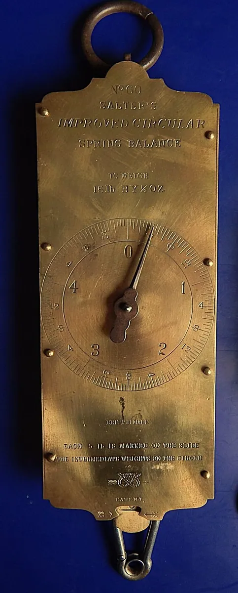 2 Vintage Brass Salters Spring & Balance Scales - Image 2