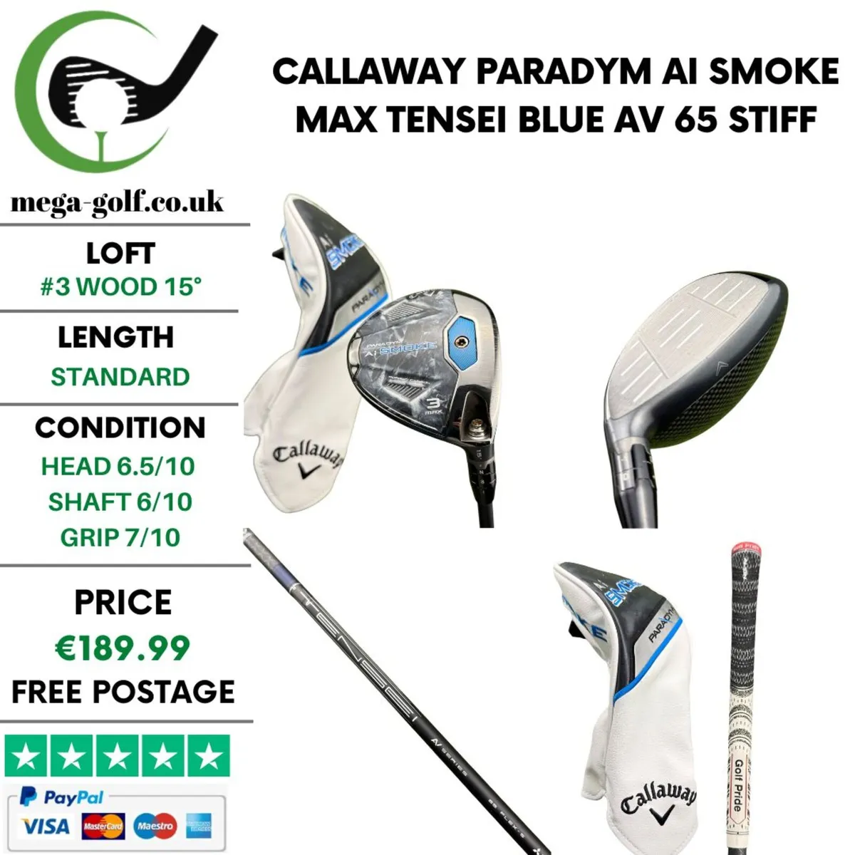 Callaway Paradym Ai Smoke Max #3 Wood 15° / Stiff - Image 1