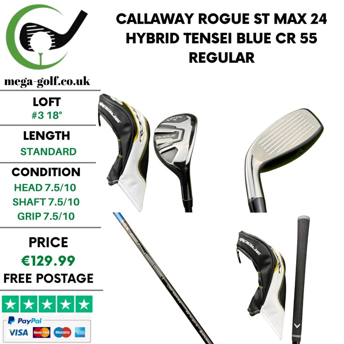 Callaway Rogue St Max 24 Hybrid / #3 18° / Regular - Image 1