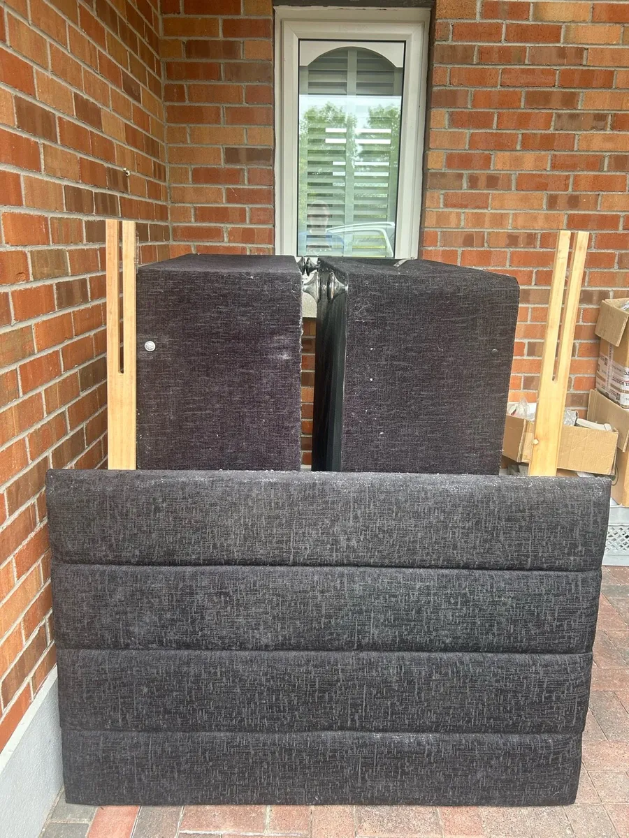 Black Double Bed Base & Headboard