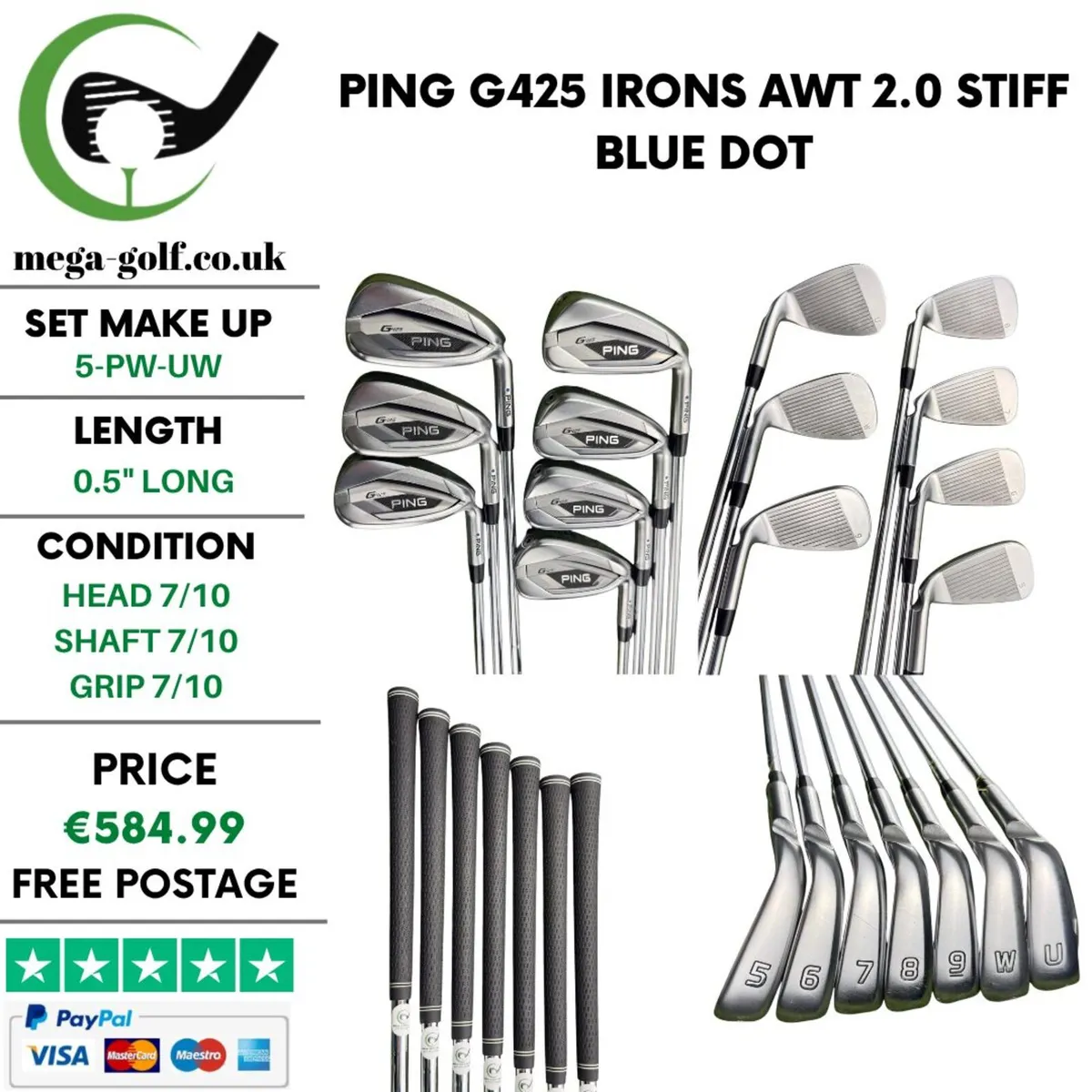 Ping G425 Irons / 5-Pw-Uw / Awt 2.0 Stiff - Image 1