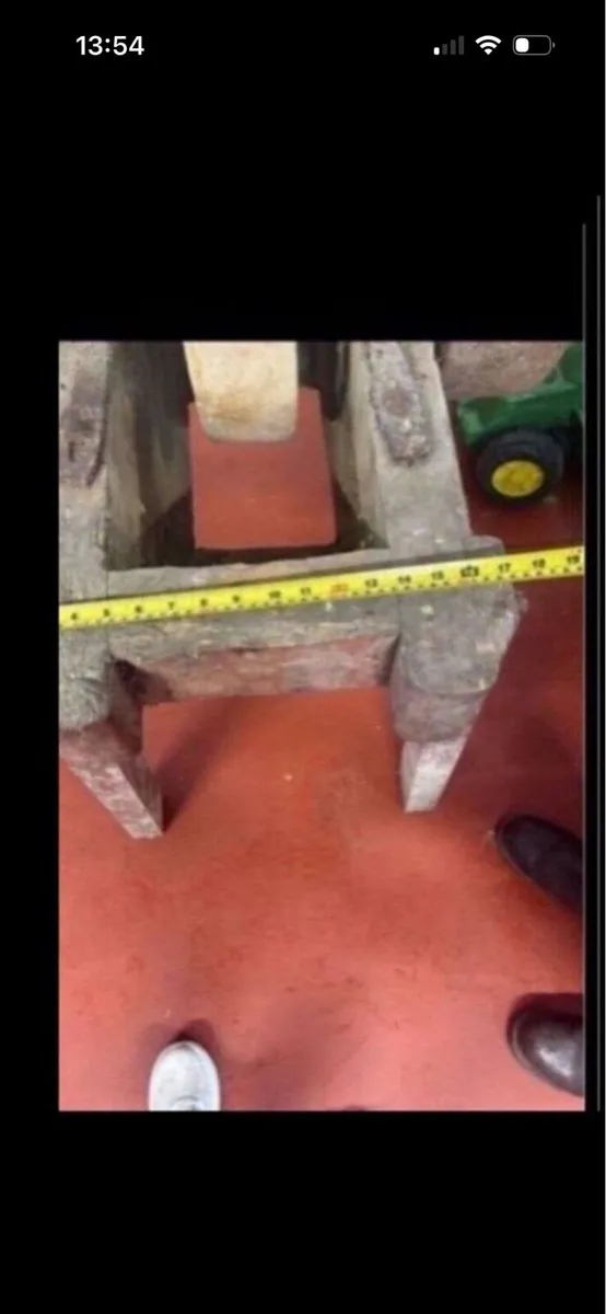 19 century stone wheel with stand and pully belt - Image 4