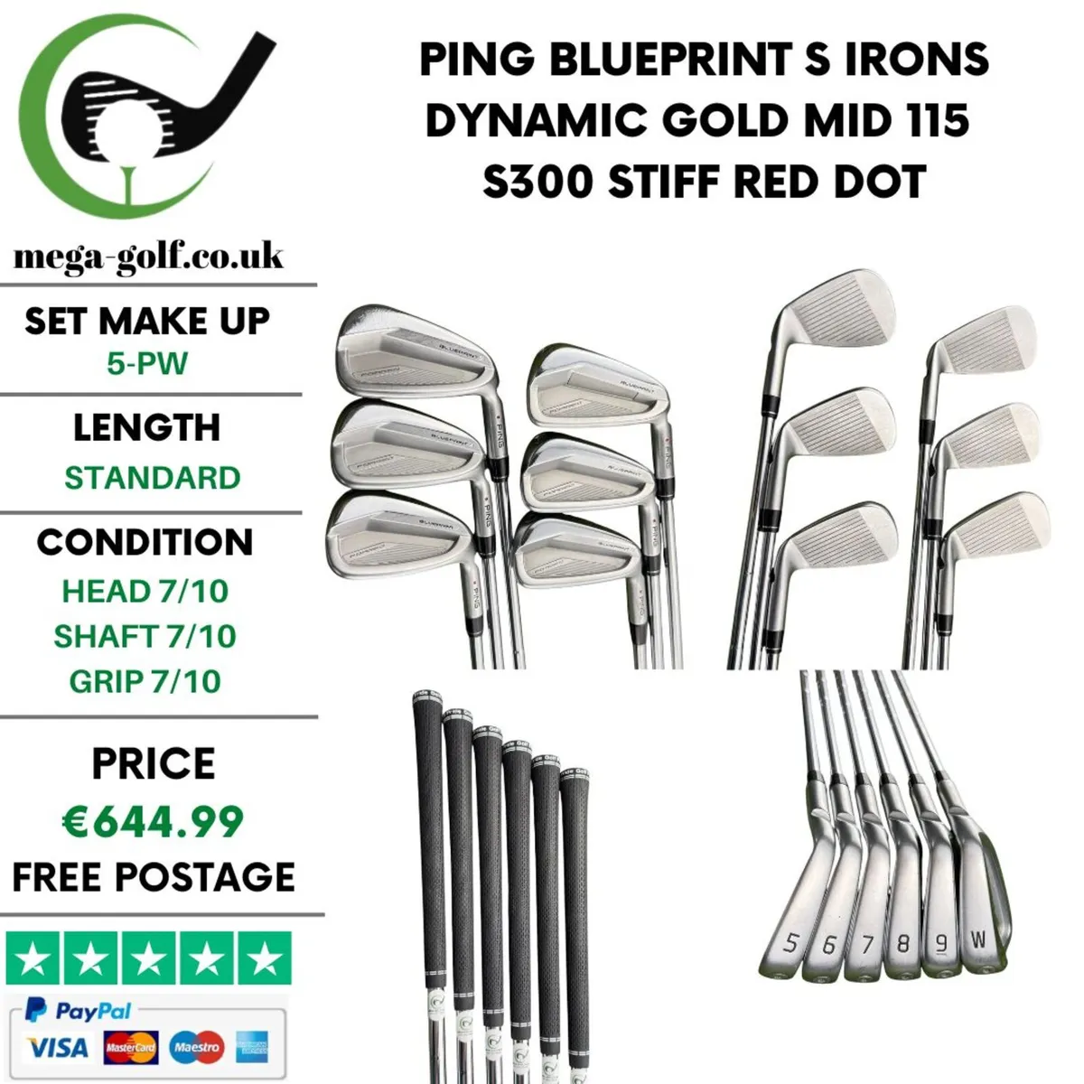 Ping Blueprint S Irons / 5-Pw / Stiff / Red Dot - Image 1
