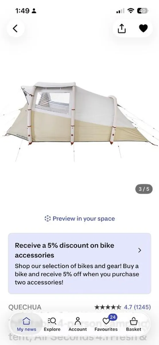 4 man inflatable tent - Image 2