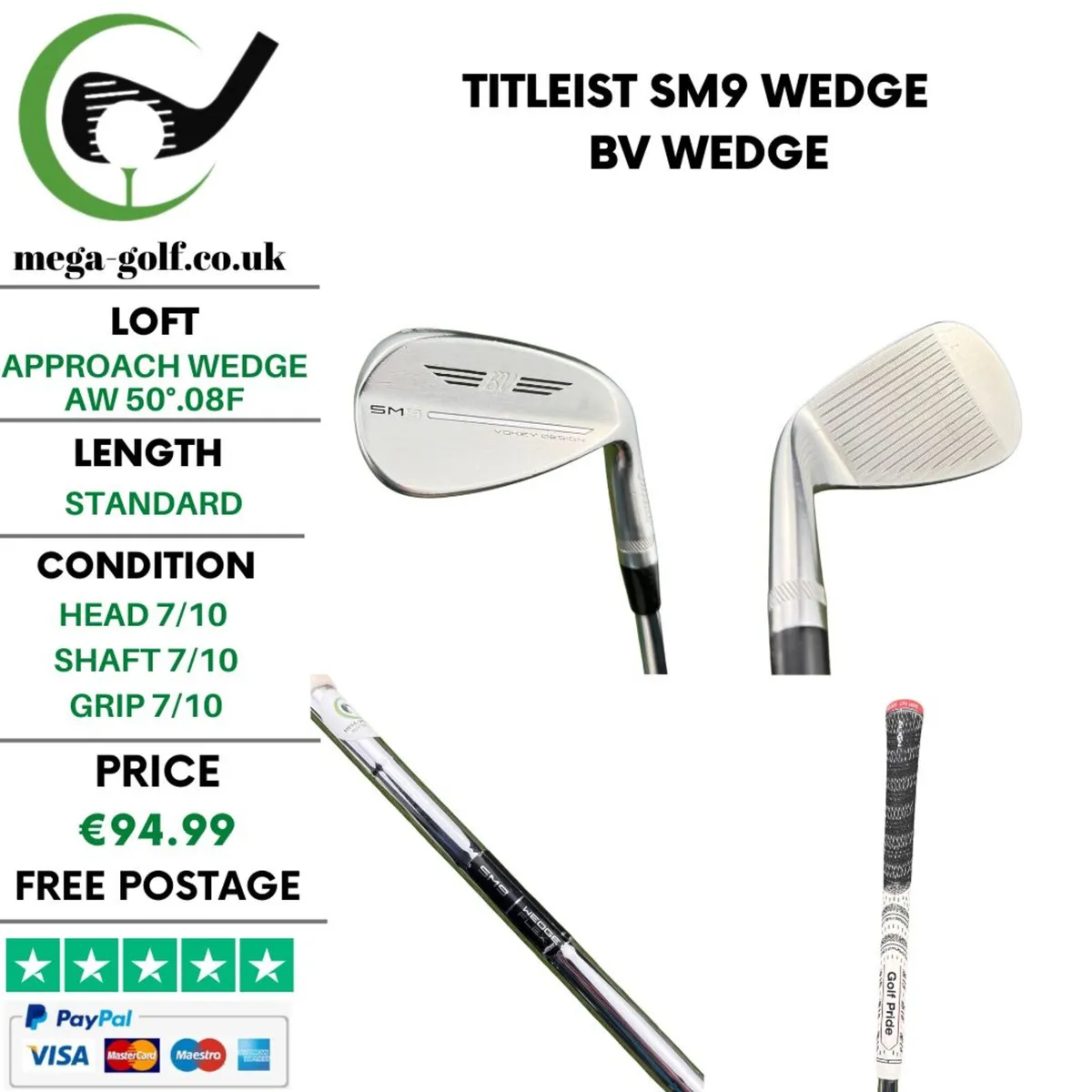 Titleist SM9 Wedge Aw 50°.08F / Bv Wedge - Image 1