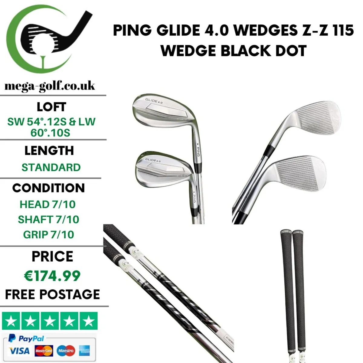 Ping Glide 4.0 Wedges Sw 54°.12S & Lw 60°.10S - Image 1