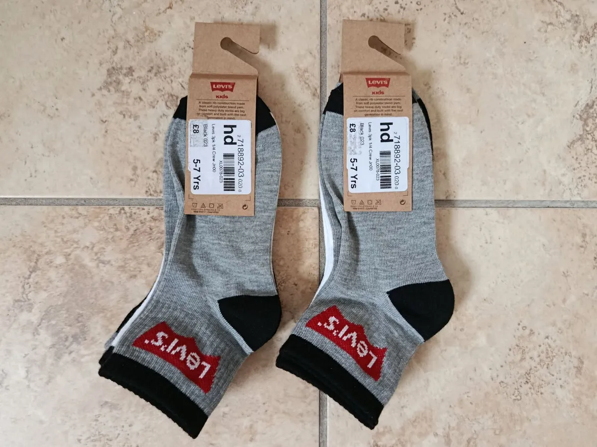 2x 3 Pairs of 1/4 Crew Socks 5-7 Years LEVI'S Boys - Image 2