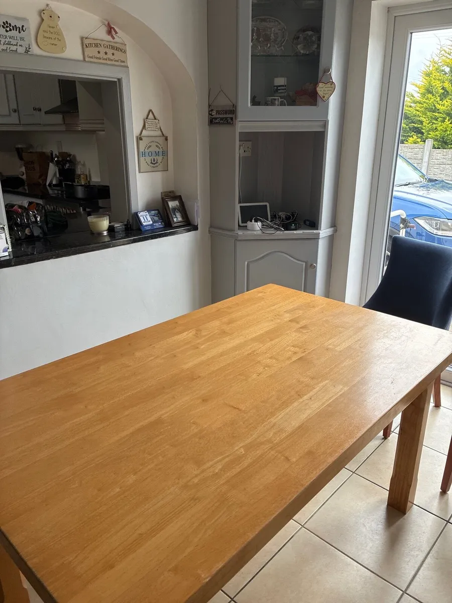 Oak Finish Solid Wood Dining set Table & Chairs - Image 2