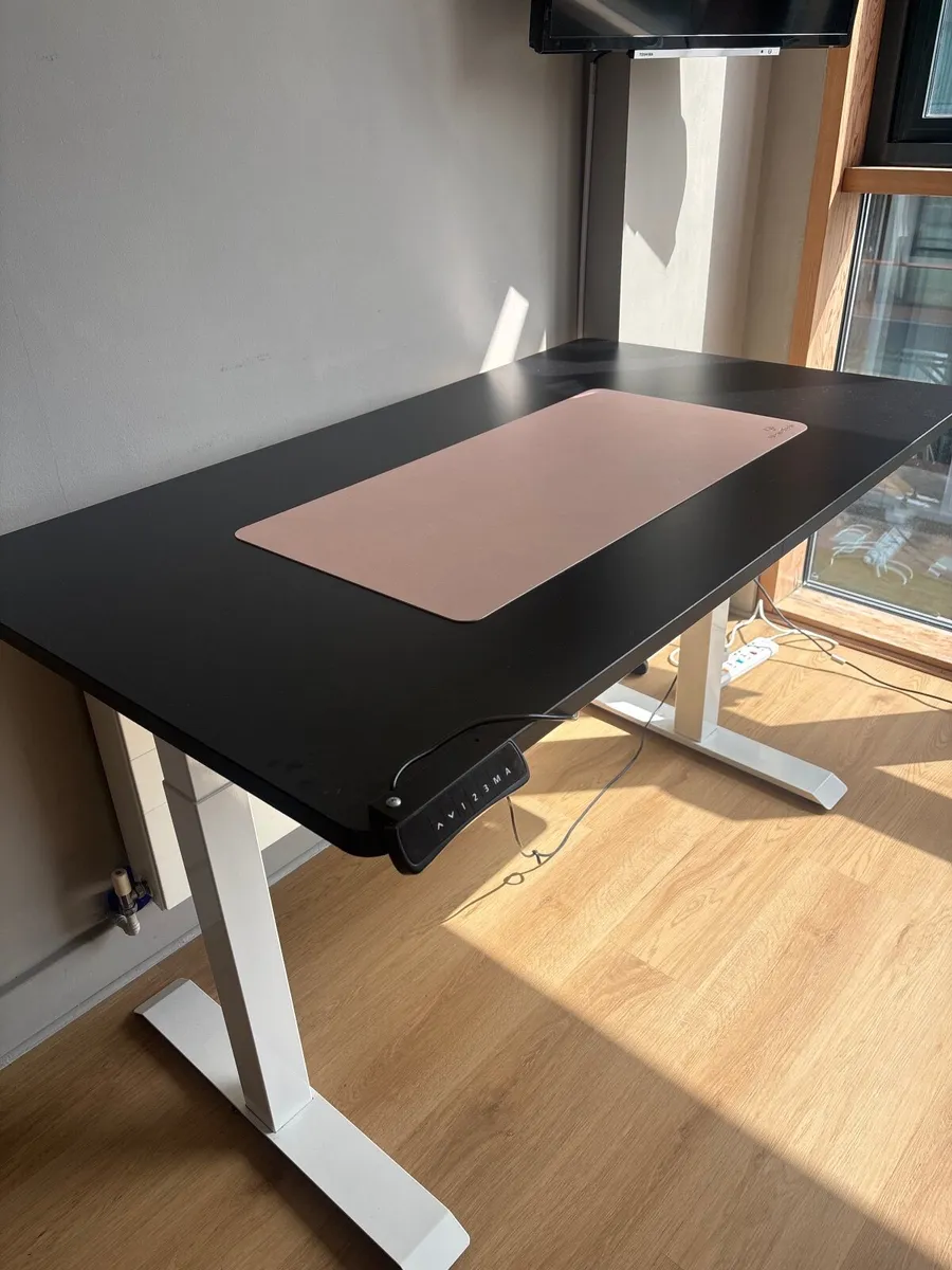 FlexiSpot Electric Standing Desk - Black and White - Image 1