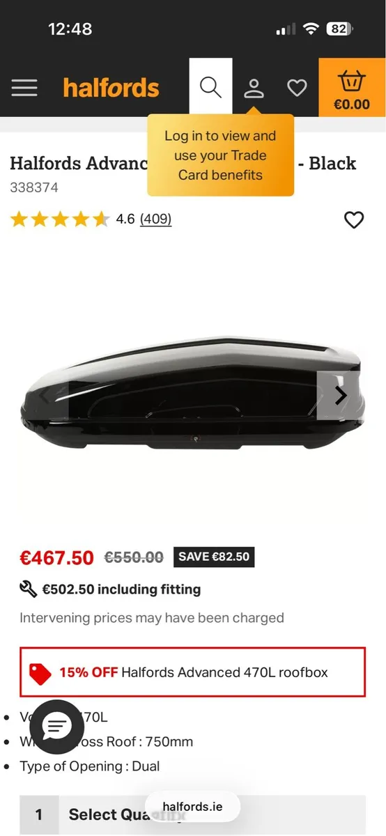 470L Halfords Advanced Roof Box