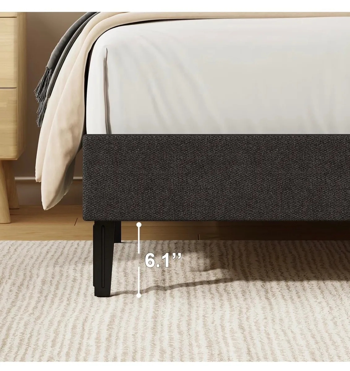 Gray Single Bed Frame, 90 x 190 cm, with Adjustabl - Image 3
