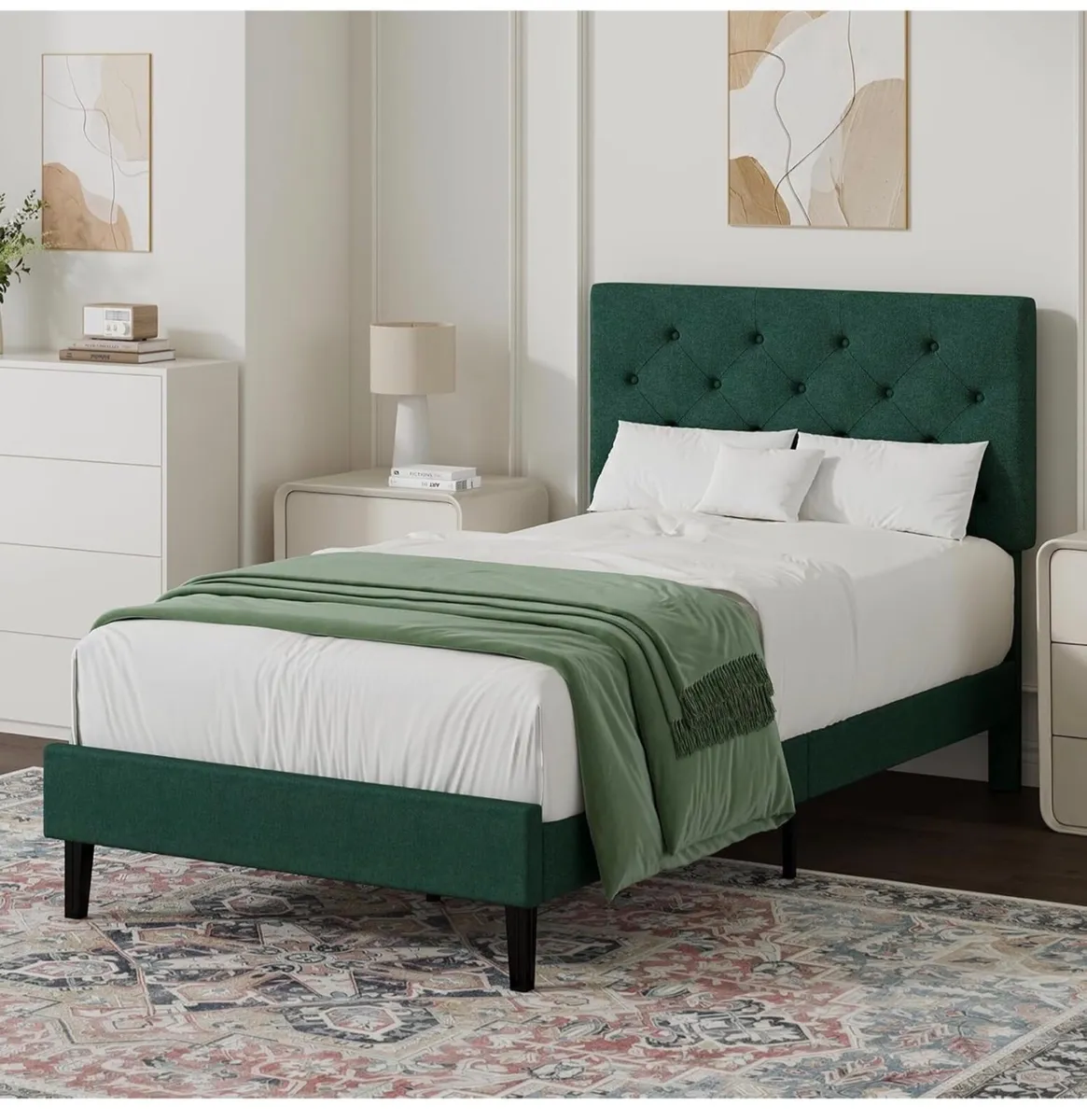 Green Single Bed Frame, 90 x 190 cm, with Adjustab - Image 2