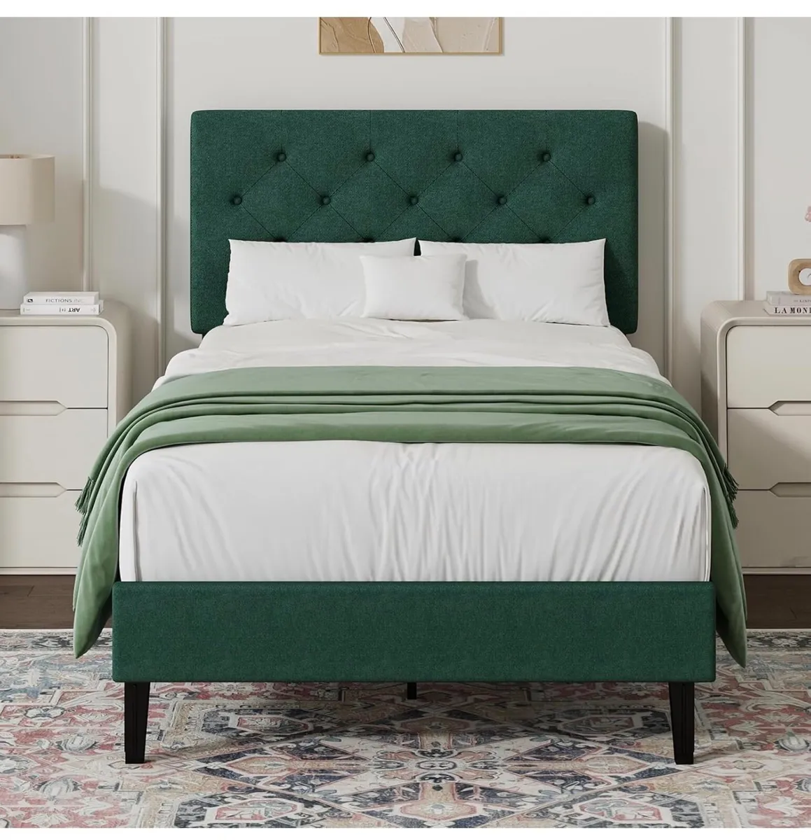 Green Single Bed Frame, 90 x 190 cm, with Adjustab - Image 3