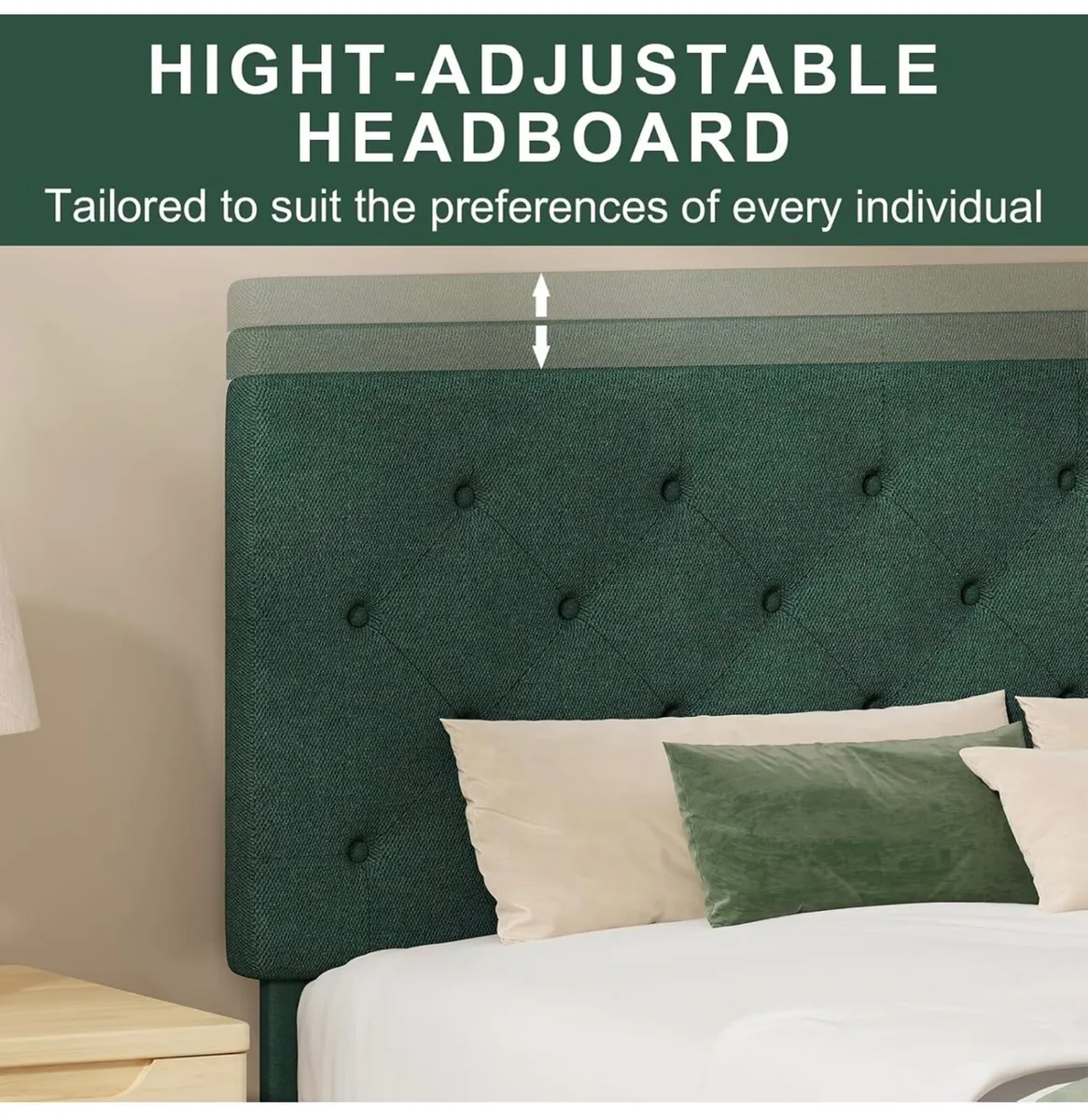 Green Single Bed Frame, 90 x 190 cm, with Adjustab - Image 4