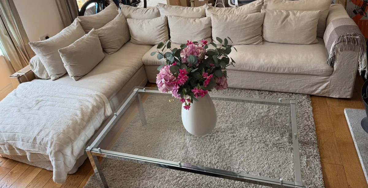 Corner set linen sofa