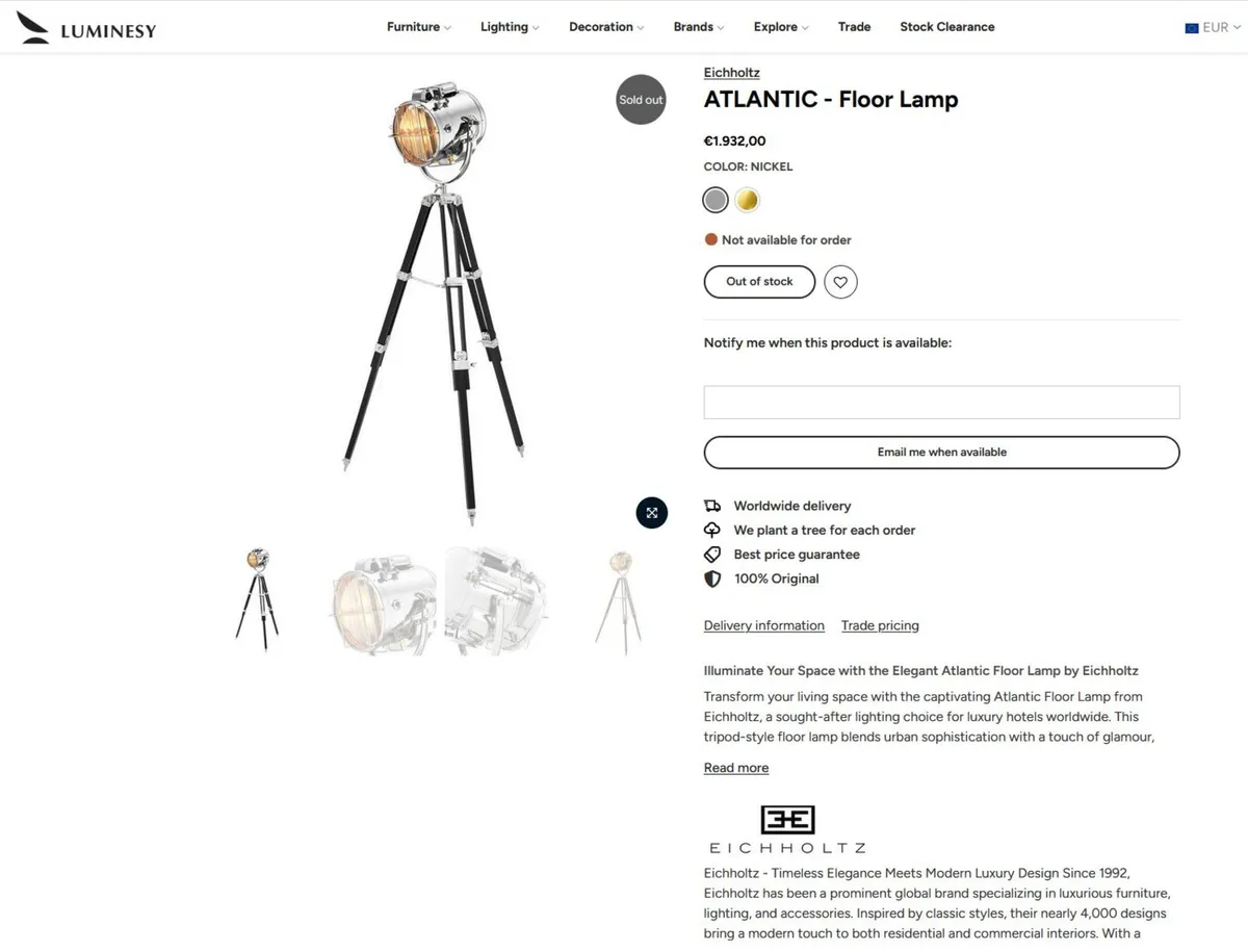 Eichholtz Atlantic floor lamp Nickel - Image 2