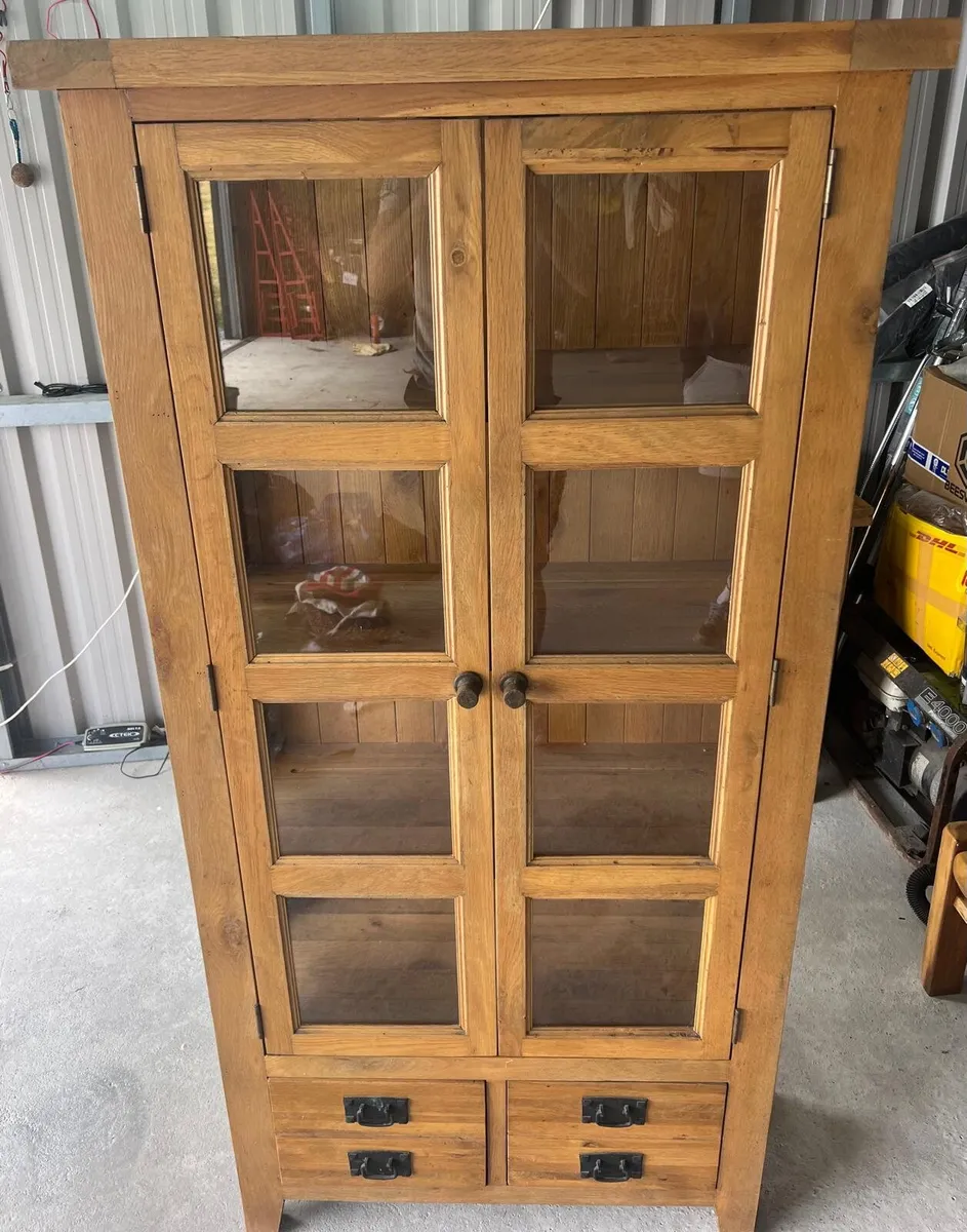 Rustic Solid Oak glazed display cabinet - Image 1