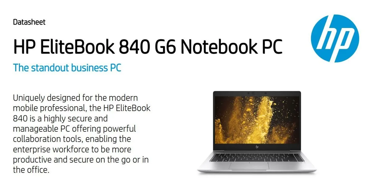 Hp Elitebook 840 G6 Win 11 Intel I7 16gb Ram 256gb - Image 1