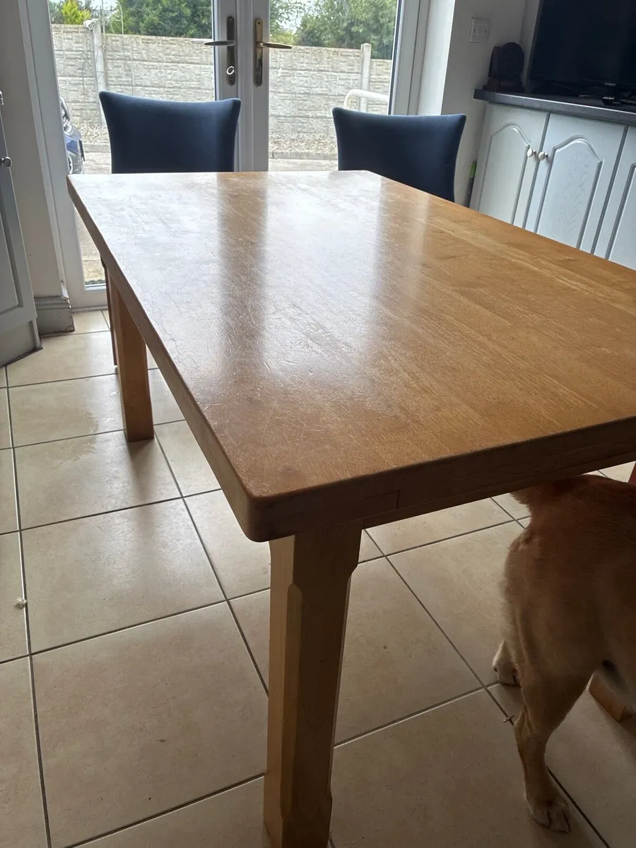 Oak Finish Solid Wood Dining set Table & Chairs - Image 4