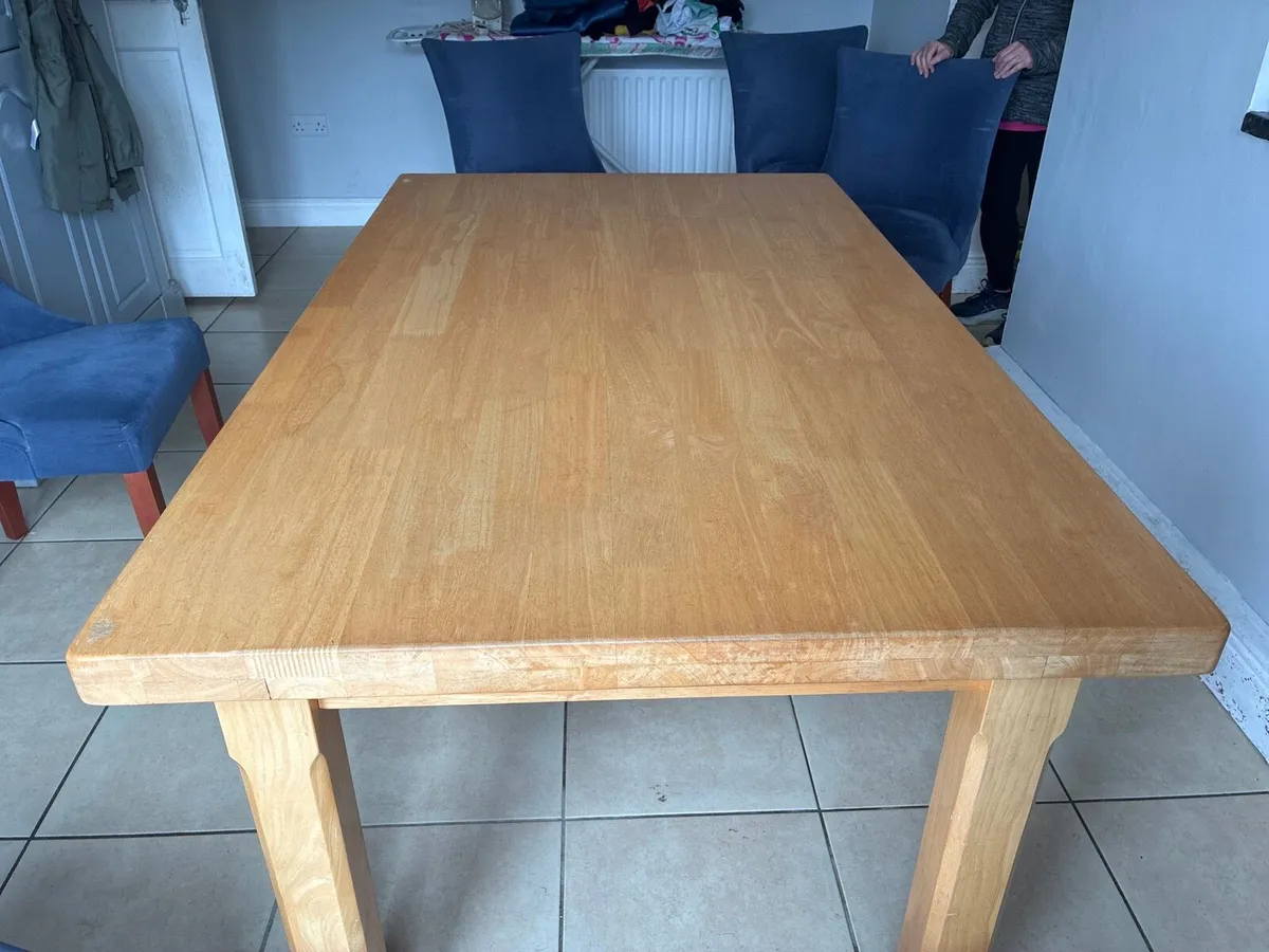 Oak Finish Solid Wood Dining  Table - Image 4