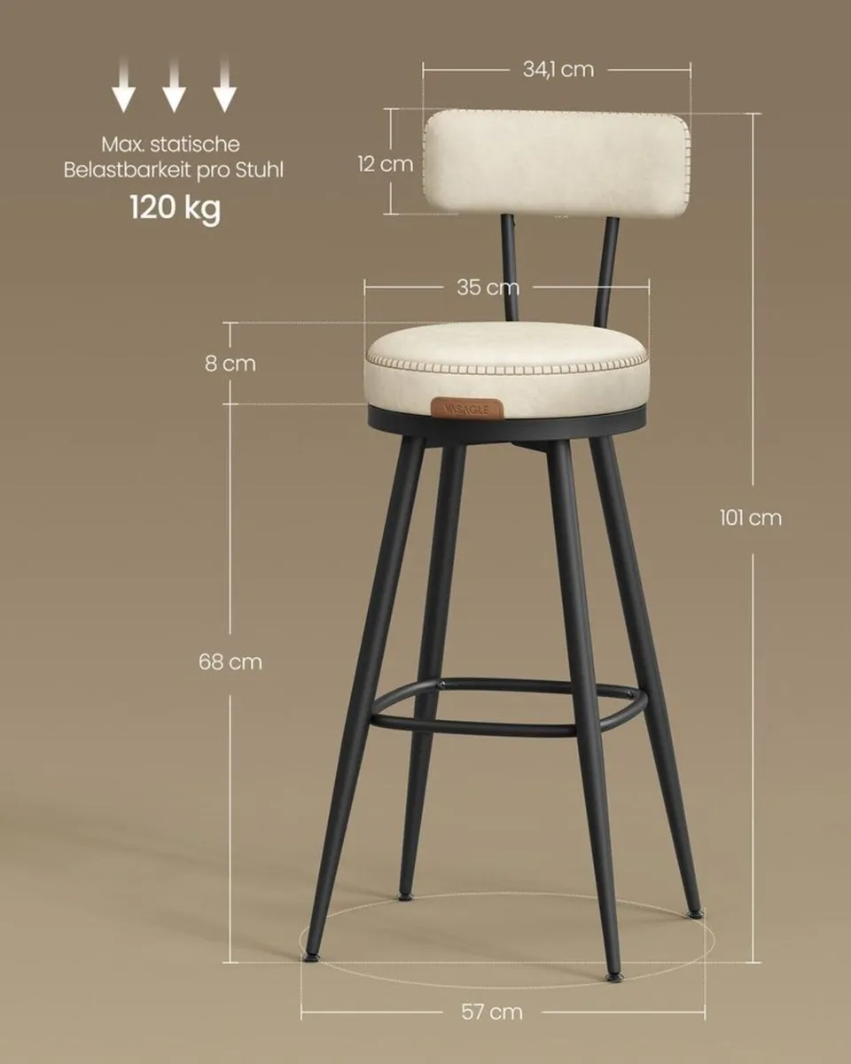 2 x new kitchen barstools (Cream) FREE DELIVERY - Image 3