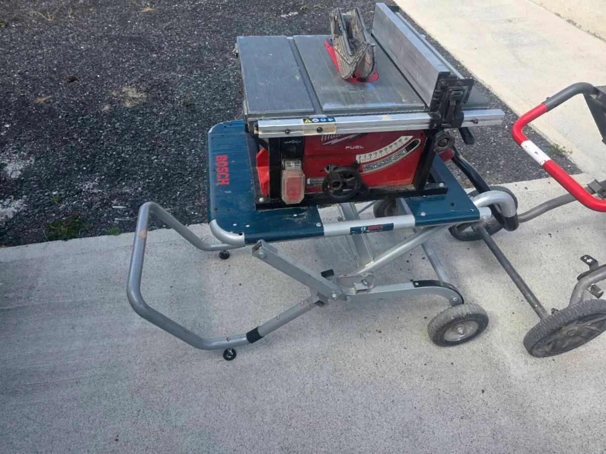 Milwaukee m18 chopsaw and tablesaw with stands - Image 2