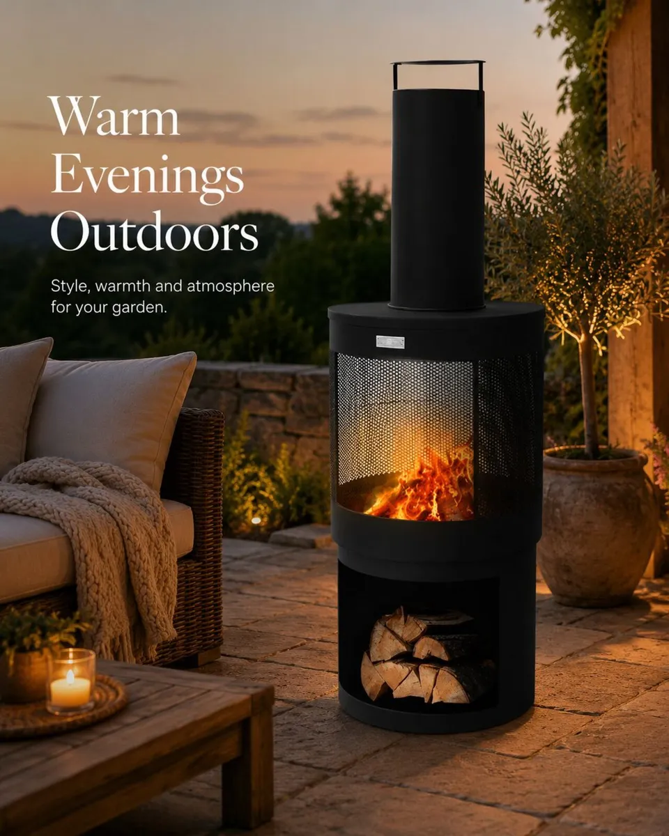 Tall Outdoor Garden Fireplace with Chimney and Pok - Image 1