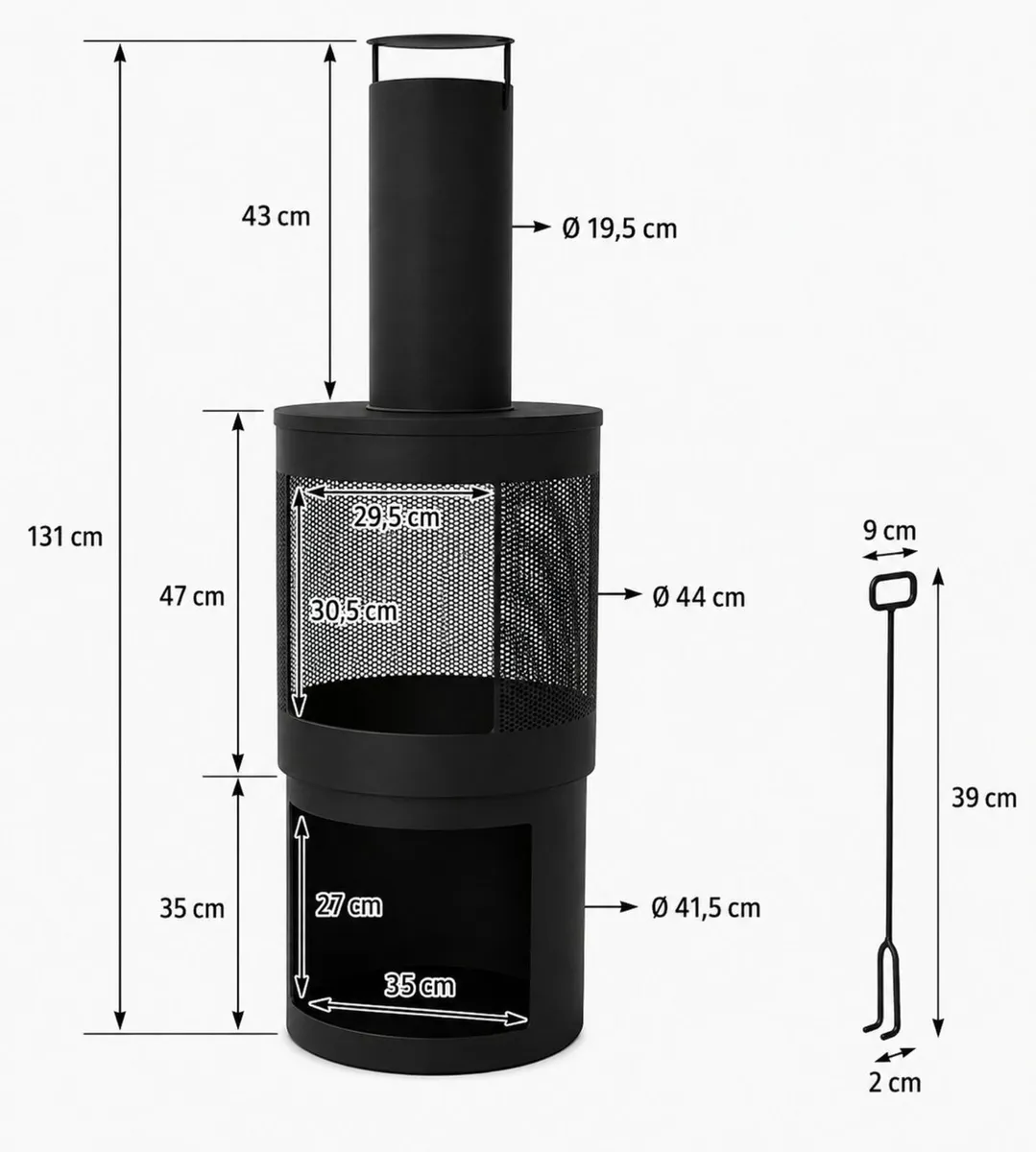 Tall Outdoor Garden Fireplace with Chimney and Pok - Image 3