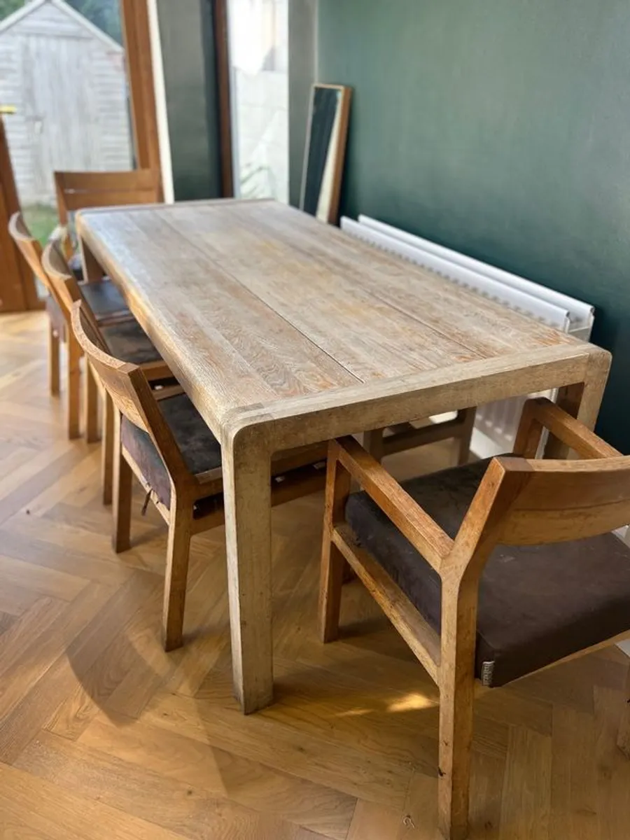 solid oak table, chairs and bench - Image 2