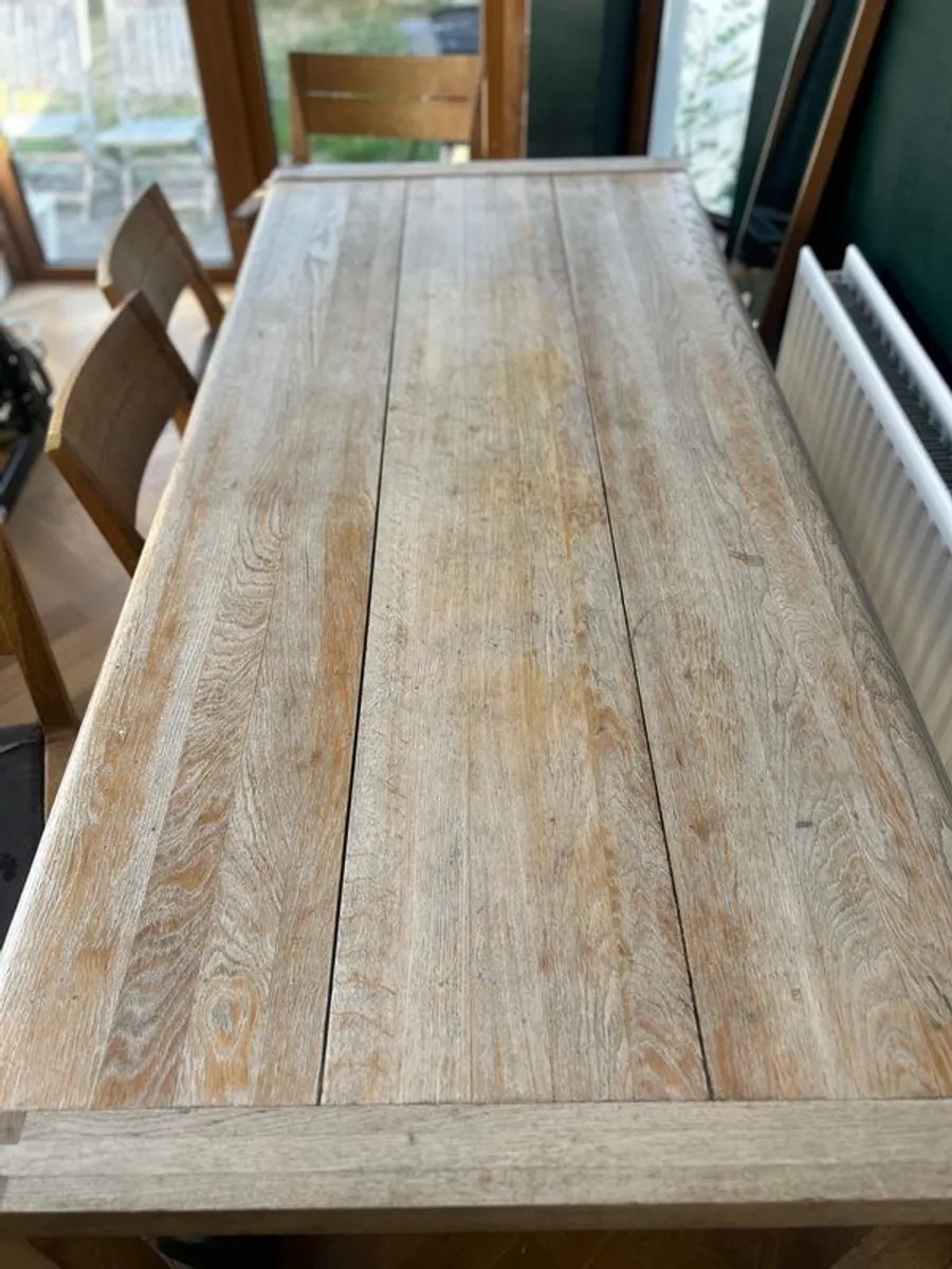 solid oak table, chairs and bench - Image 3