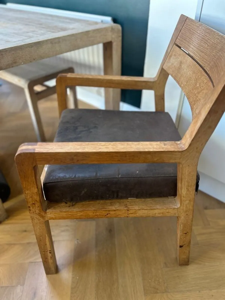 solid oak table, chairs and bench - Image 4