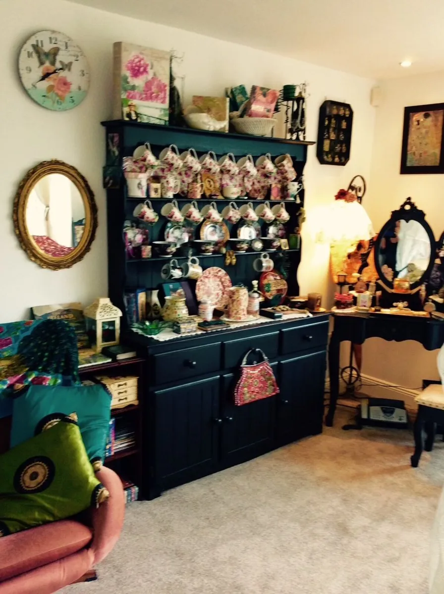Black Welsh Pine Dresser plus China & Ware - Image 1