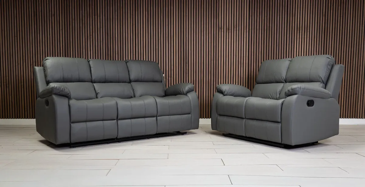 Holgate 3+2 Manual Leather Recliner Sofa Set - Image 2