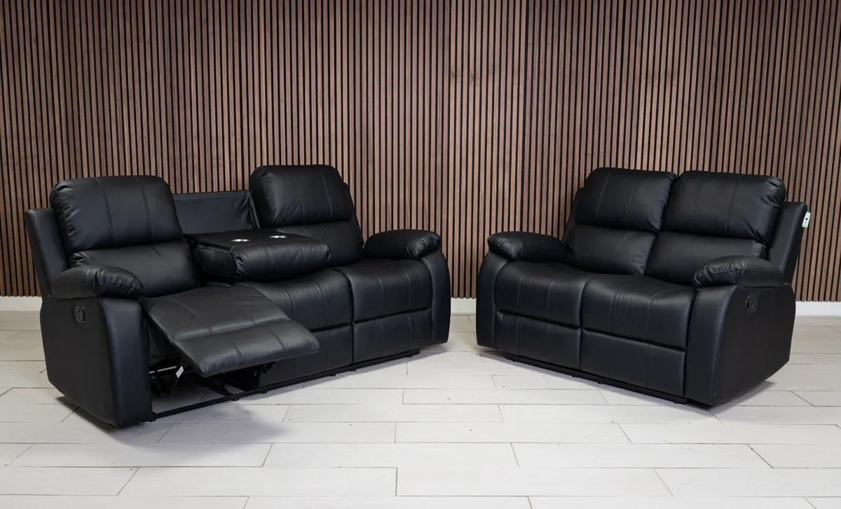 Holgate 3+2 Manual Leather Recliner Sofa Set - Image 4