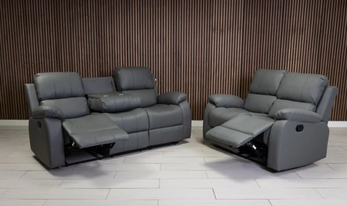 Holgate 3+2 Manual Leather Recliner Sofa Set - Image 1