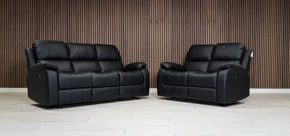 Holgate 3+2 Manual Leather Recliner Sofa Set - Image 3