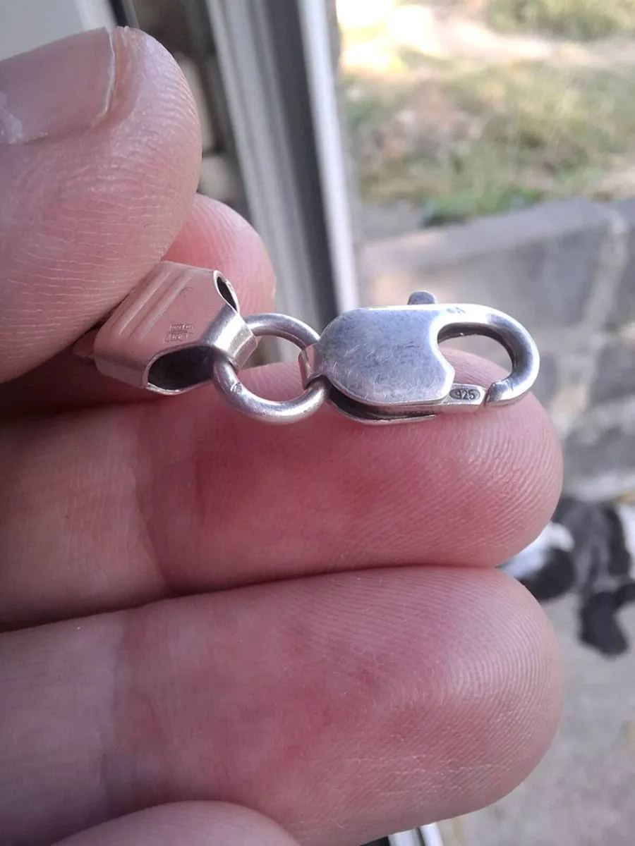 Mens Sterling Silver Cuban Chain Bracelet - Image 4