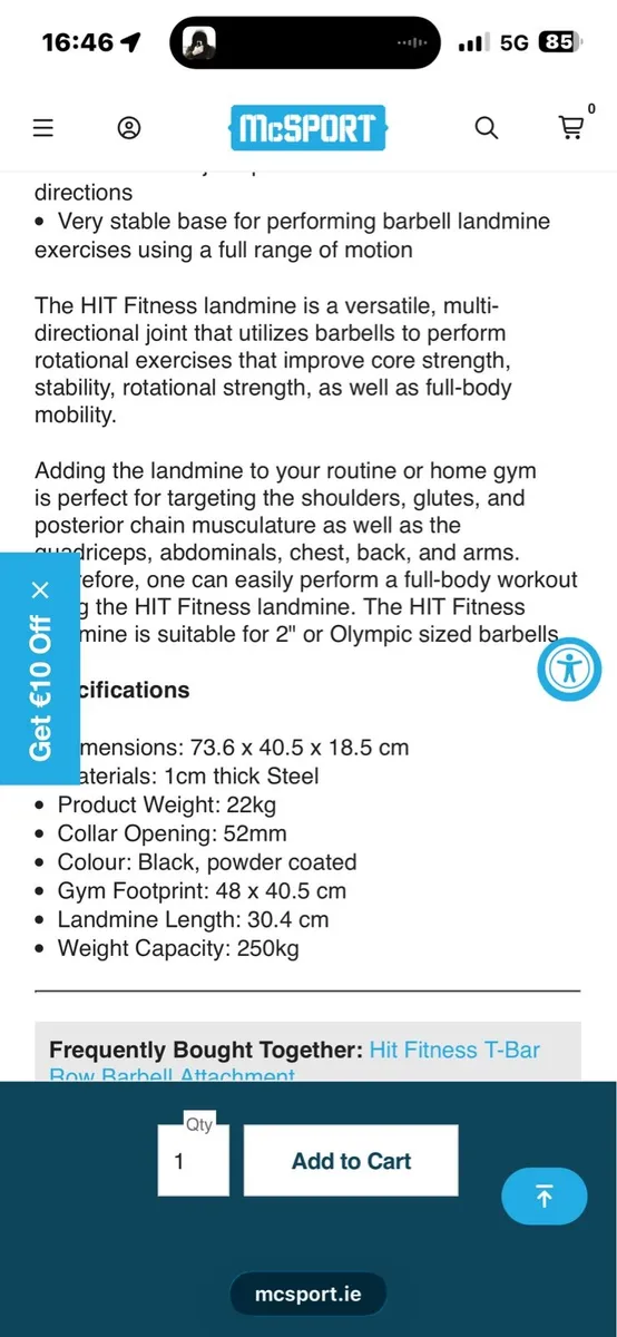 COMMERCIAL LARGE GYM LANDMINE ORIGINALLY 175 EURO! - Image 3