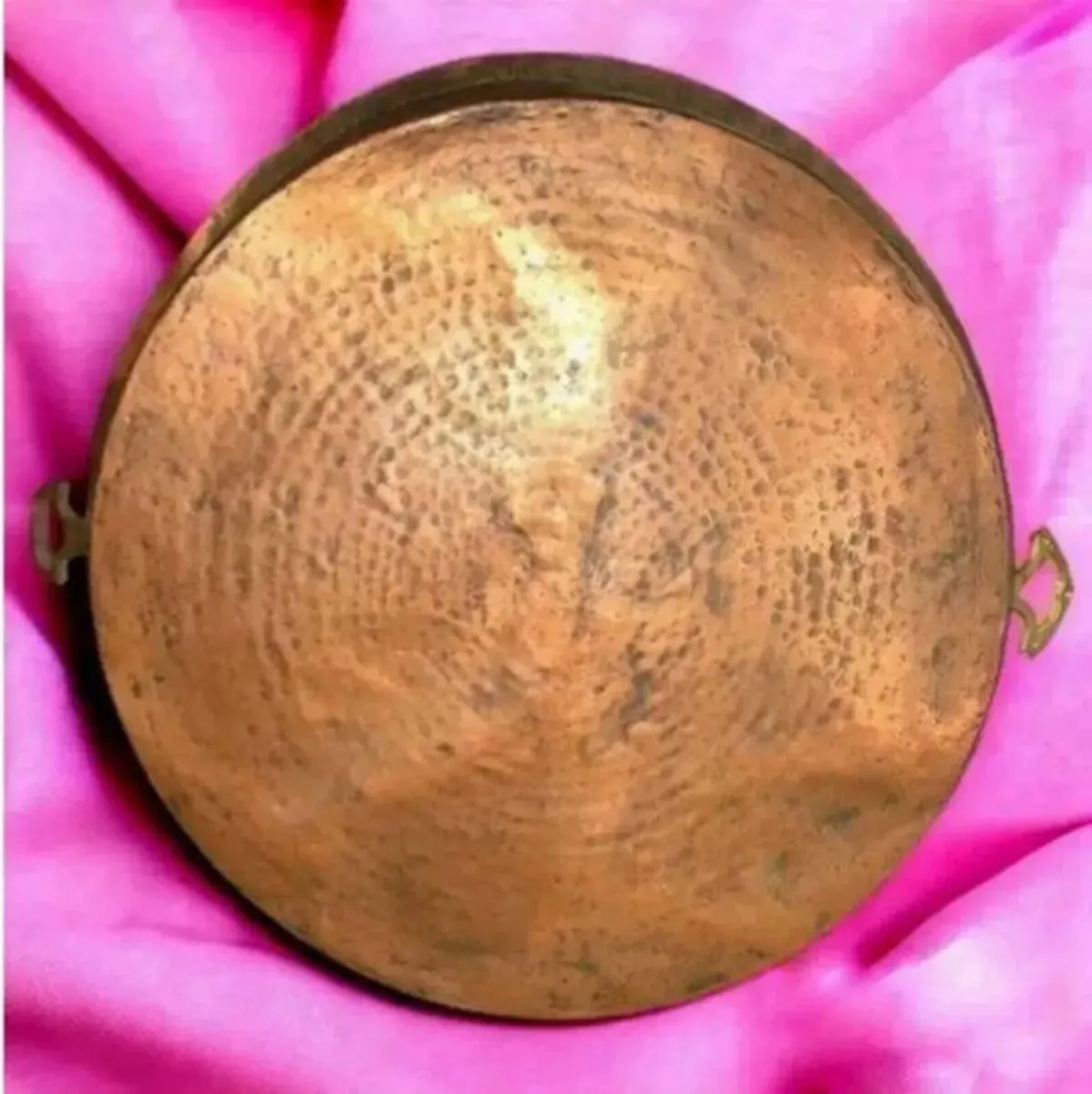 Large Vintage Copper Pan with Brass Handles - Image 1
