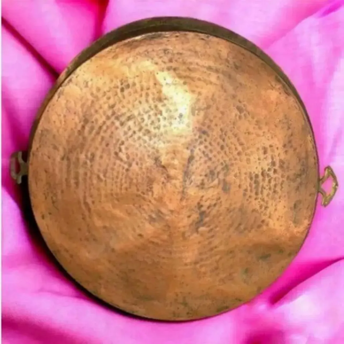 Large Vintage Copper Pan with Brass Handles - Image 2
