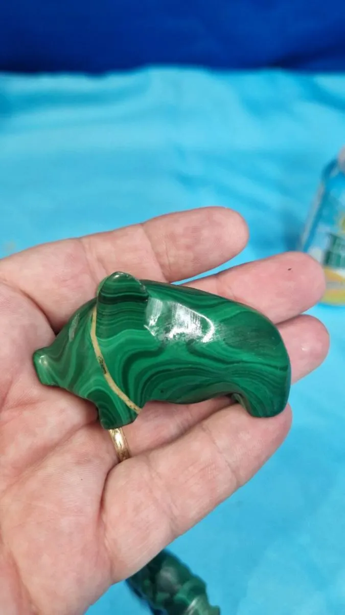 Genuine Malachite Carved Animal Set - Image 1