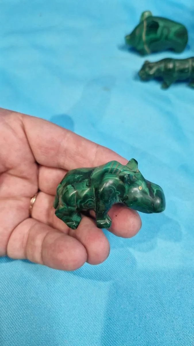 Genuine Malachite Carved Animal Set - Image 3