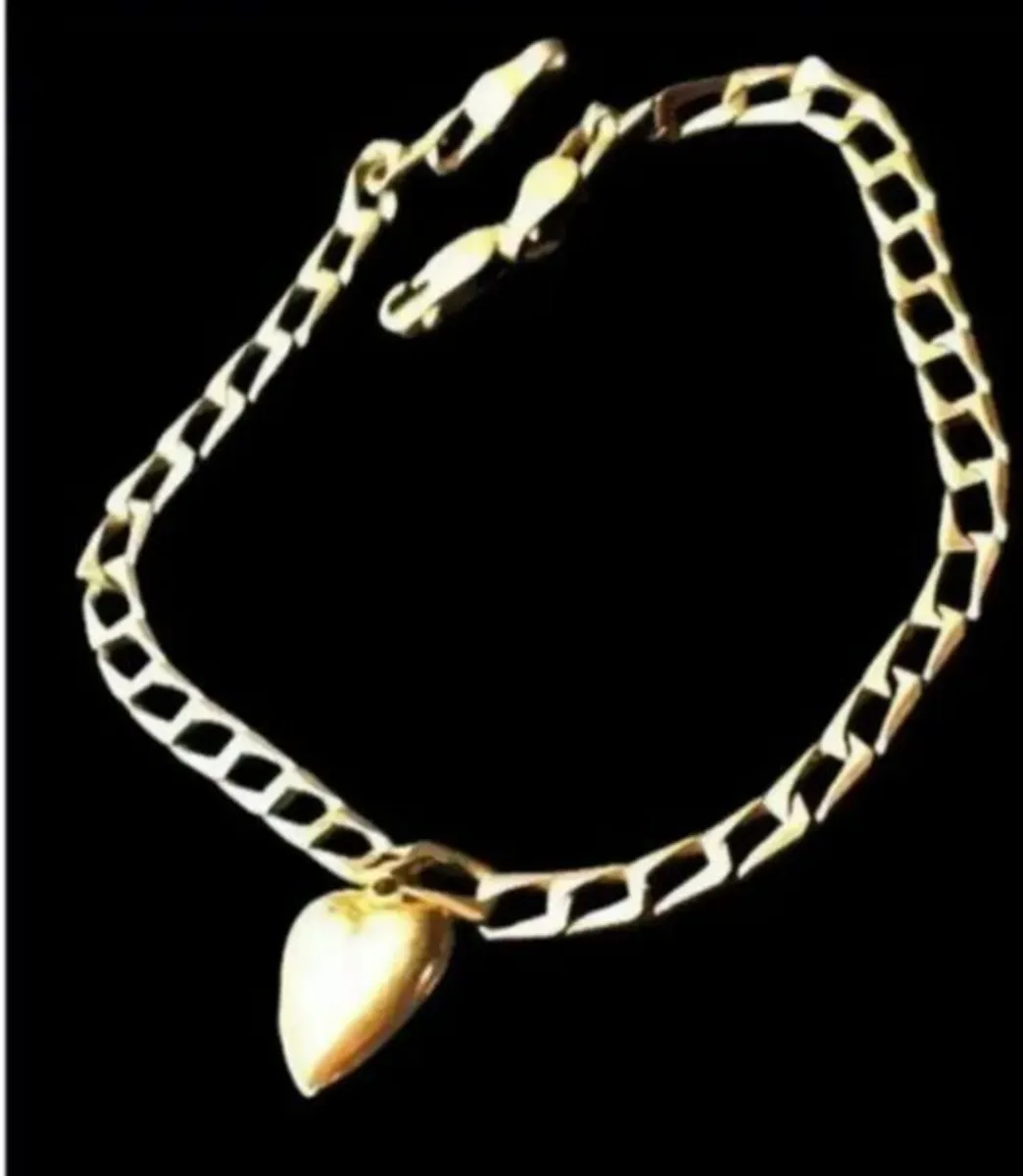 Vintage 9ct & 14ct Heart Charm Bracelet - Image 1