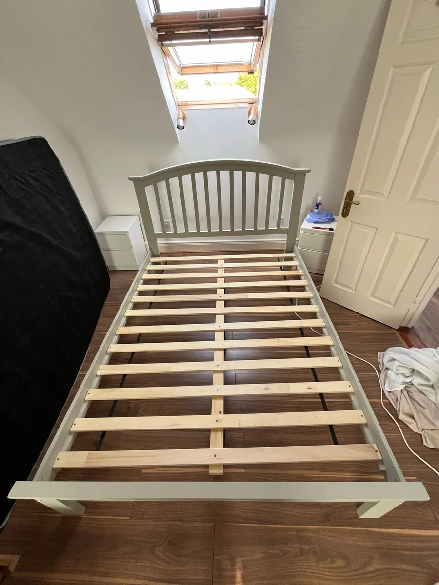 Double bed + mattress+ Ikea mattress topper - Image 1